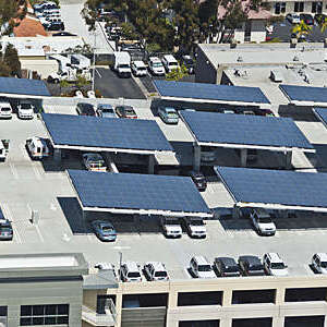 A multi-level solar parking facility in San Diego, California.