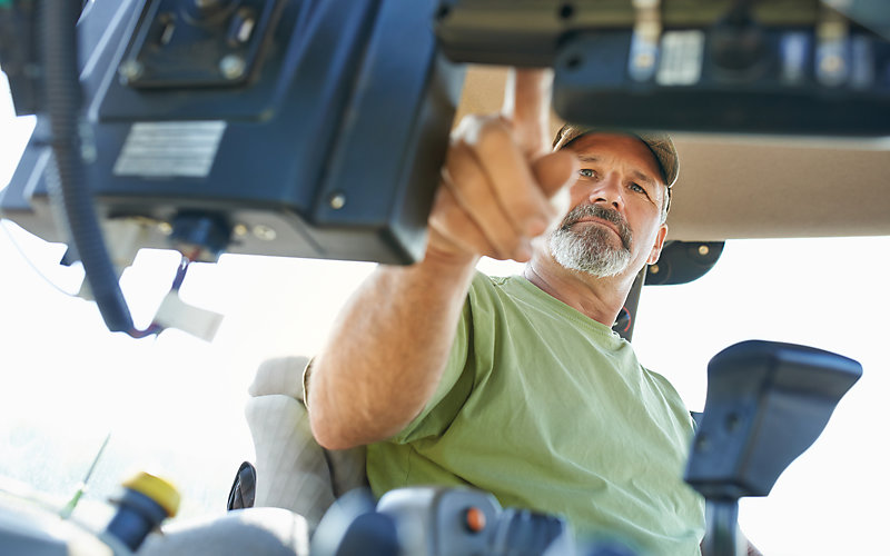 Man in a high-tech tractor